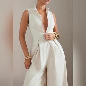 Cream Sleeveless Jumpsuit